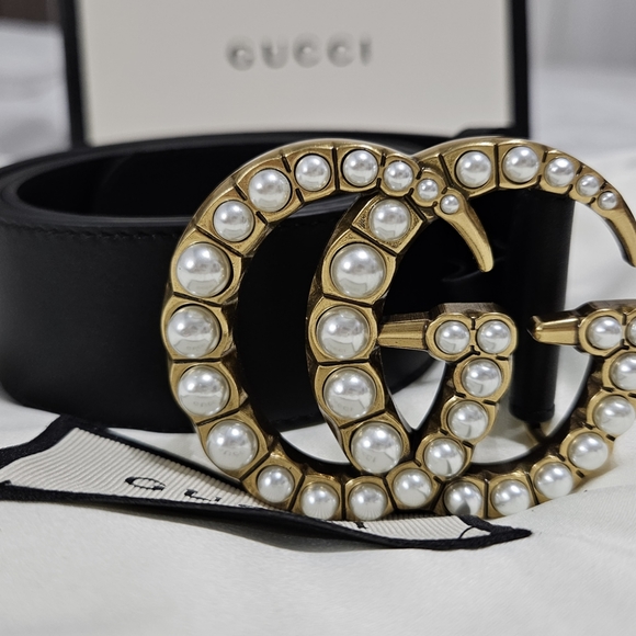 Gucci Accessories - GUCCI GG Pearls Belt Gold Buckle Authentic